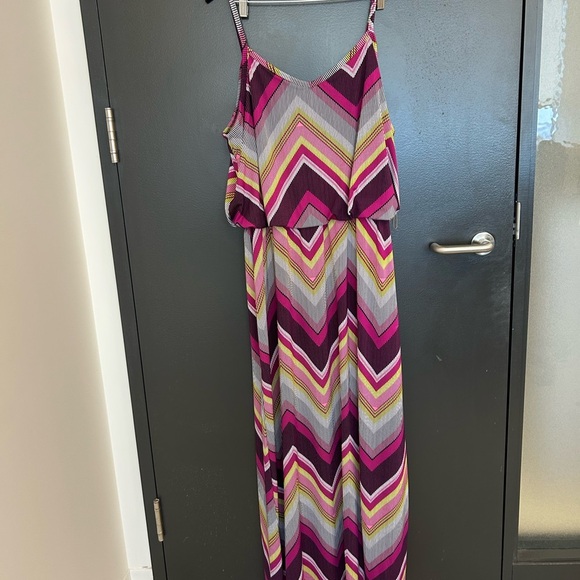 Penningtons feel pretty 3X mint/new condition Pink and Gray Chevron Maxi Dress - Picture 13 of 15